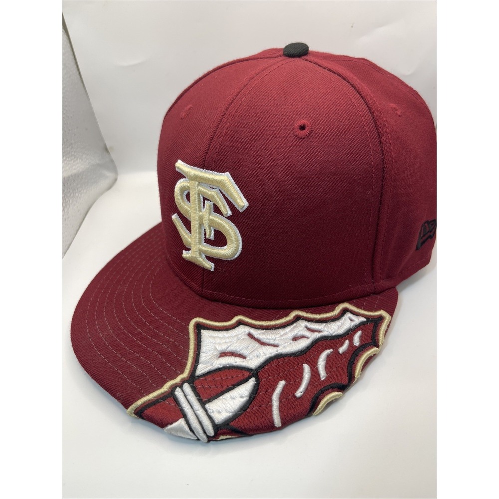 Florida State Seminoles Hat Cap New Era Fitted Size 7 1/4 59Fifty Red 100% Wool